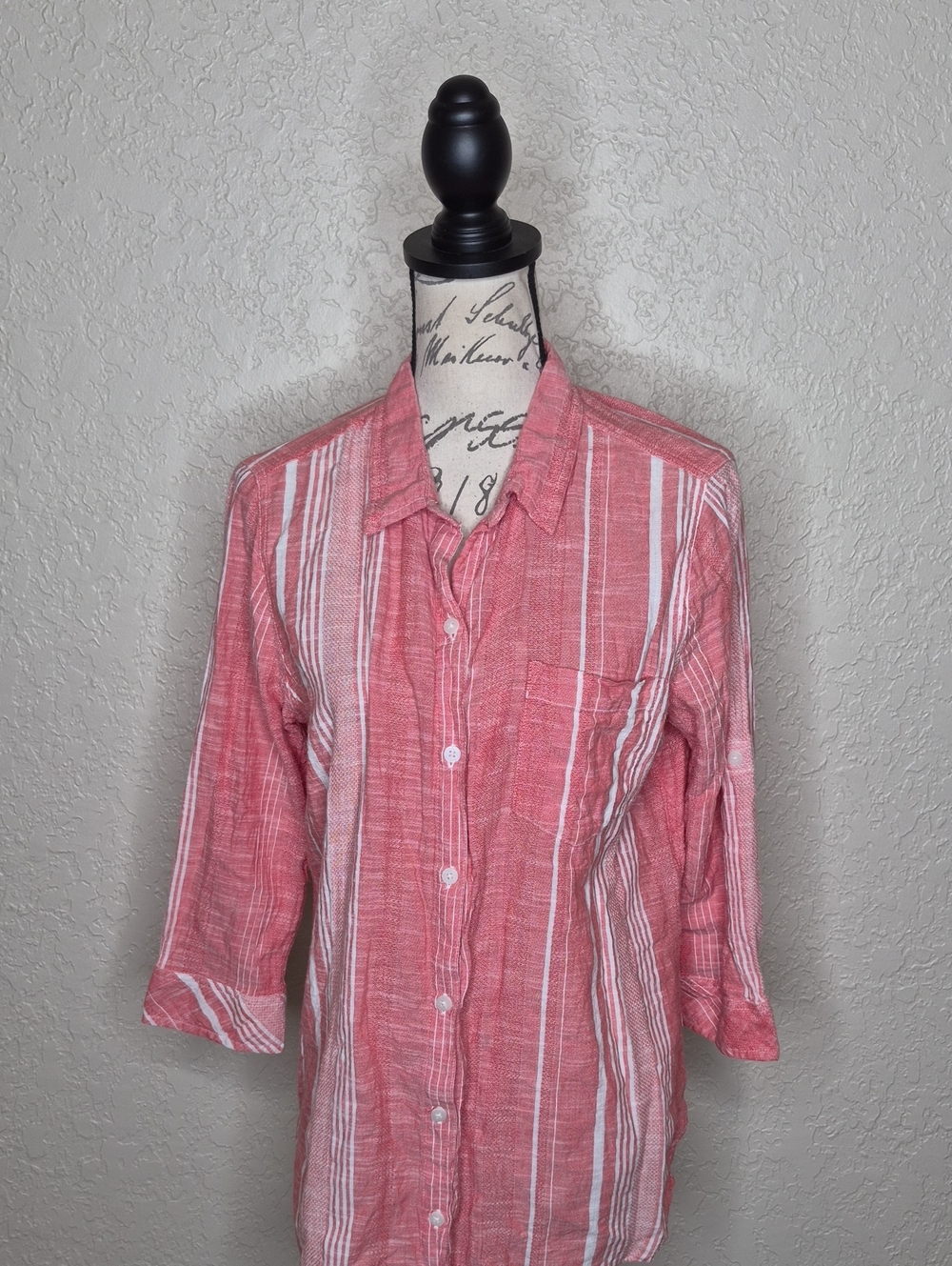 Dash Button Front Striped Shirt Size M‎